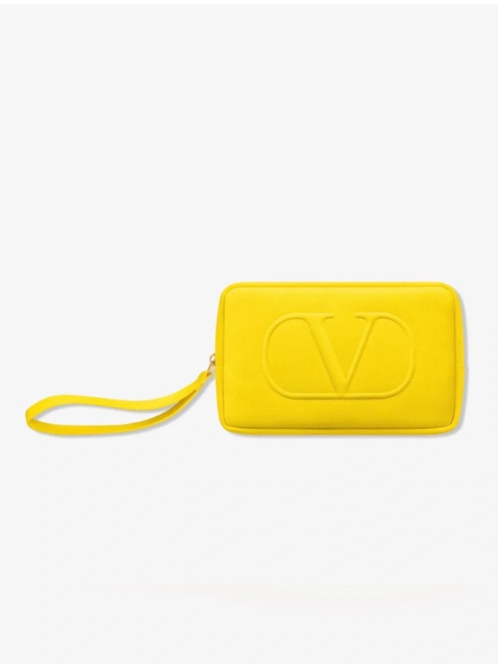 Valentino Yellow VLogo Wristlet Pouch with Strap